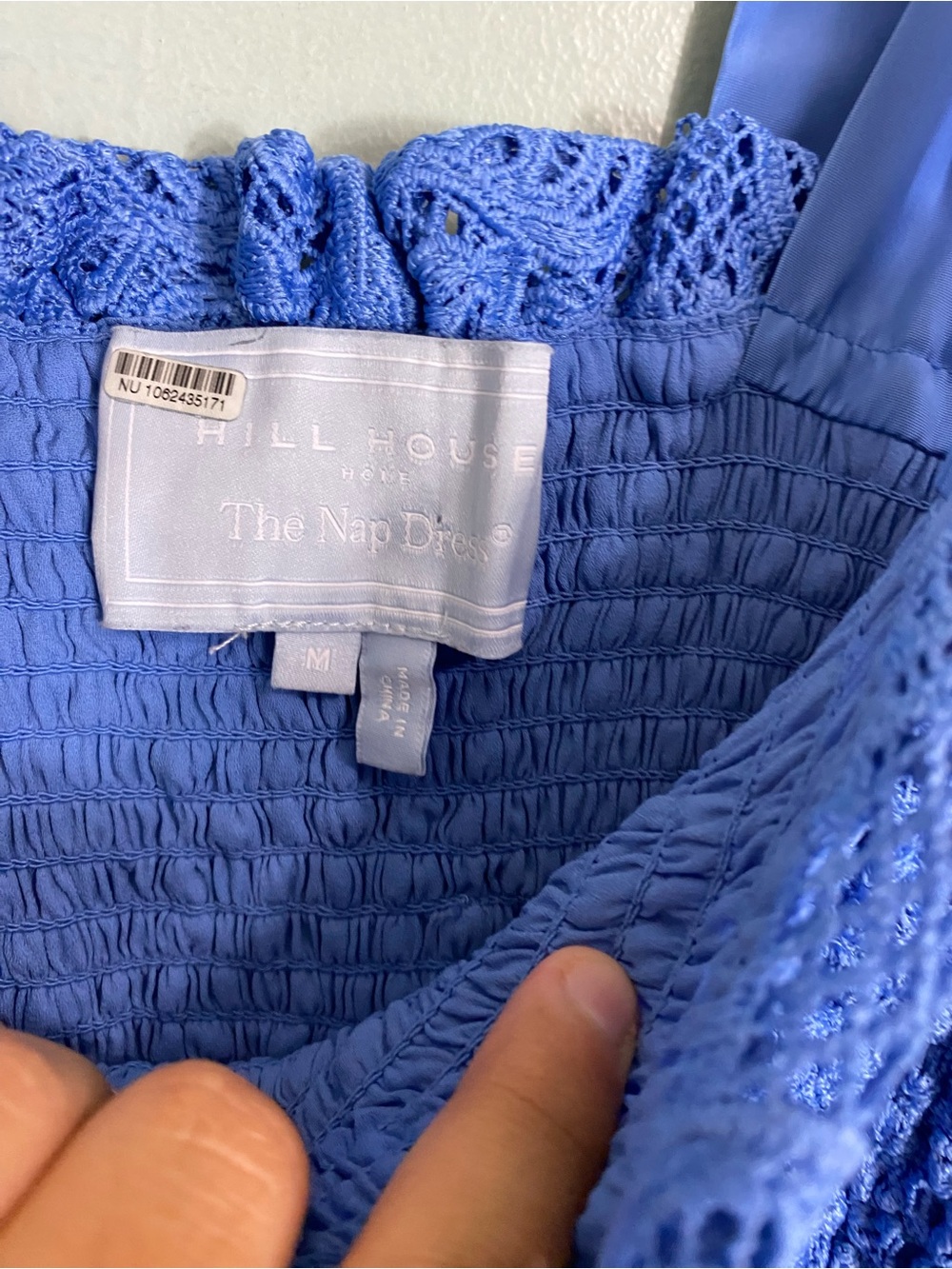 Hill House The Ribbon Ellie Nap Dress Blue Lace Eyelet Medium - Picture 5 of 7